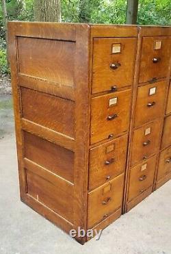 Antique Wood File Cabinet Set Library Bureau Sole Makers 7 units 4 Drawers Each