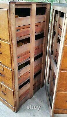 Antique Wood File Cabinet Set Library Bureau Sole Makers 7 units 4 Drawers Each