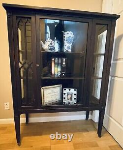 Antique Wood Glass China Cabinet Early 1900s 44w X 58t