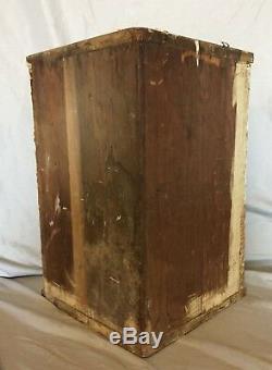Antique Wood Medicine Cabinet Corner Cupboard Mirror Shabby Vtg Chic 10-19C