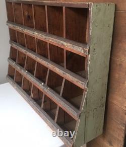 Antique Wood Primitive Cubby Cabinet General Store Rare