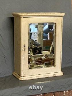 Antique Wood Surface Mount Medicine Cabinet Beveled Mirror Old Vtg Bath 404-21E