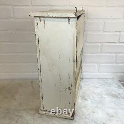 Antique Wood Wall Cabinet Shabby Farmhouse Primitive White Worn