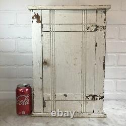 Antique Wood Wall Cabinet Shabby Farmhouse Primitive White Worn