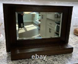 Antique Wood Wall Hanging Bathroom Kitchen Vanity Mirror Cupboard Shelf & Mirror