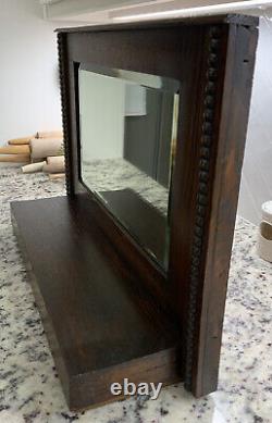 Antique Wood Wall Hanging Bathroom Kitchen Vanity Mirror Cupboard Shelf & Mirror