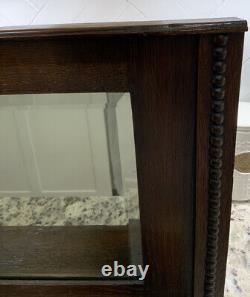 Antique Wood Wall Hanging Bathroom Kitchen Vanity Mirror Cupboard Shelf & Mirror