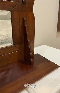 Antique Wood Wall Hanging Bathroom Kitchen Vanity Mirror Cupboard Shelf & Mirror