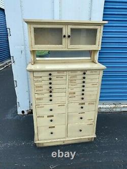 Antique Wood Weber Dental Cabinet 20 Drawers Project Piece 61 ht