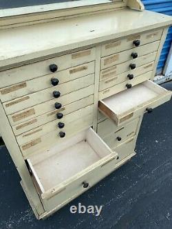 Antique Wood Weber Dental Cabinet 20 Drawers Project Piece 61 ht