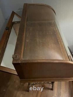 Antique Wood and Curved Glass Table Top Display Cabinet