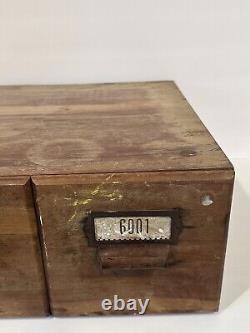 Antique Wooden 2 Drawer Dovetail Card Catalog Index File Cabinet Apothecary