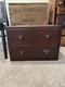 Antique Wooden 4-drawer Cabinet With Stained Finish And Brass Handles