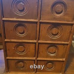 Antique Wooden 8 Drawer Spice Cabinet Box Cupboard Apothecary Chest 1800s
