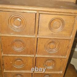 Antique Wooden 8 Drawer Spice Cabinet Box Cupboard Apothecary Chest 1800s