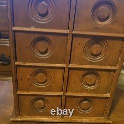 Antique Wooden 8 Drawer Spice Cabinet Box Cupboard Apothecary Chest 1800s