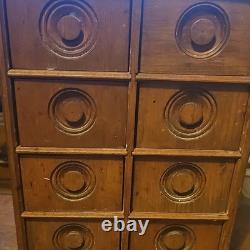 Antique Wooden 8 Drawer Spice Cabinet Box Cupboard Apothecary Chest 1800s
