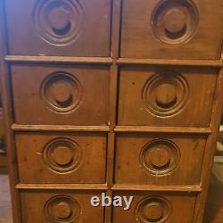 Antique Wooden 8 Drawer Spice Cabinet Box Cupboard Apothecary Chest 1800s