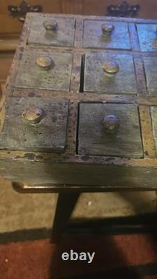 Antique Wooden 8 Drawer Spice Cabinet Box Cupboard Apothecary Chest 1800s
