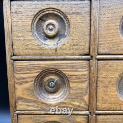 Antique Wooden 8 Drawer Spice Cabinet Box Cupboard Apothecary Chest Hang 17 3/4