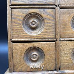 Antique Wooden 8 Drawer Spice Cabinet Box Cupboard Apothecary Chest Hang 17 3/4