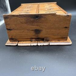 Antique Wooden 8 Drawer Spice Cabinet Box Cupboard Apothecary Chest Hang 17 3/4