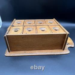 Antique Wooden 8 Drawer Spice Cabinet Box Cupboard Apothecary Chest Hang 17 3/4