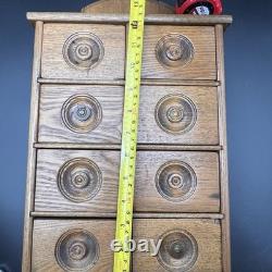Antique Wooden 8 Drawer Spice Cabinet Box Cupboard Apothecary Chest Hang 17 3/4