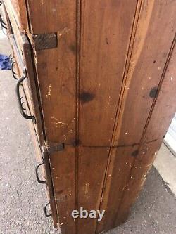 Antique Wooden Apothecary Cabinet With Sliding Glass Drawers Ornate Carved
