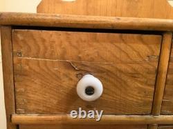 Antique Wooden Apothecary Spice Chest Cabinet 8 Drawers Primitive Farmhouse