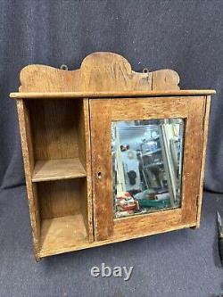 Antique Wooden Bathroom Cabinet Wall Cabinet Medicine Cabinet with Beveled mirror