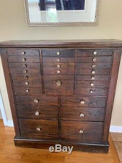 Antique Wooden Dental Storage Cabinet With Crystal Handles 44 D 11 D 40W