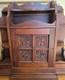 Antique Wooden Hanging Wall Cabinet With Carved Panels