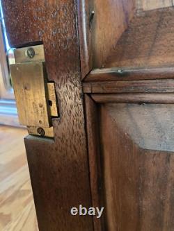 Antique Wooden Hanging Wall Cabinet With Carved Panels