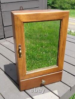 Antique Wooden Medicine Cabinet with Mirror Wall Mount 1930s