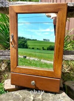 Antique Wooden Medicine Cabinet with Mirror Wall Mount 1930s