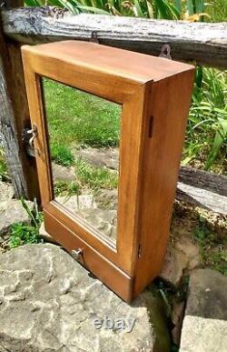 Antique Wooden Medicine Cabinet with Mirror Wall Mount 1930s