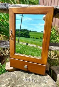 Antique Wooden Medicine Cabinet with Mirror Wall Mount 1930s