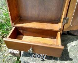 Antique Wooden Medicine Cabinet with Mirror Wall Mount 1930s