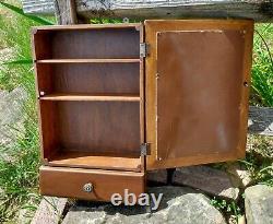 Antique Wooden Medicine Cabinet with Mirror Wall Mount 1930s