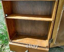 Antique Wooden Medicine Cabinet with Mirror Wall Mount 1930s