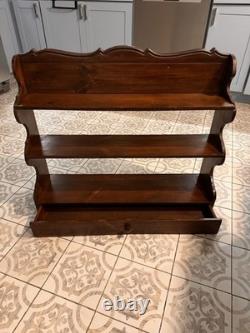 Antique Wooden Open Shelf 3 Tiers, 1 Drawer, Wall Hanging, Shelfs, 30 /30