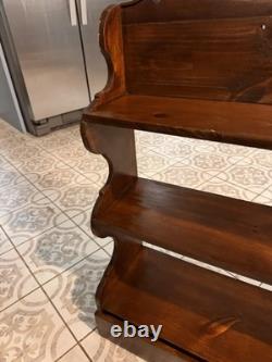 Antique Wooden Open Shelf 3 Tiers, 1 Drawer, Wall Hanging, Shelfs, 30 /30