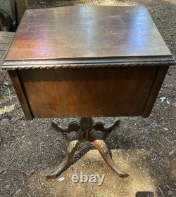 Antique Wooden Sewing Cabinet with Claw Feet