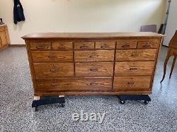 Antique Wooden Storage Counter, Golden Oak