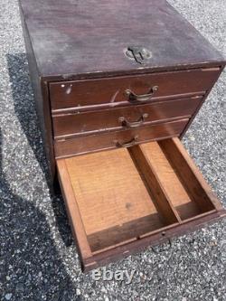 Antique Wooden Tabletop Cabinet Drawer Jewelry Collector Apothecary Victorian
