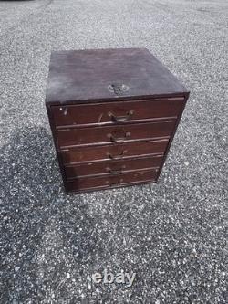 Antique Wooden Tabletop Cabinet Drawer Jewelry Collector Apothecary Victorian