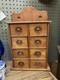 Antique Wooden Wall Apothecary Spice Chest Cabinet 8 Drawers Primitive Farmhouse