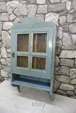 Antique Wooden Wall Cabinet Bathroom Cabinet Medicine Cabinet Shabby Chic Blue