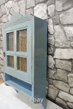 Antique Wooden Wall Cabinet Bathroom Cabinet Medicine Cabinet Shabby Chic Blue